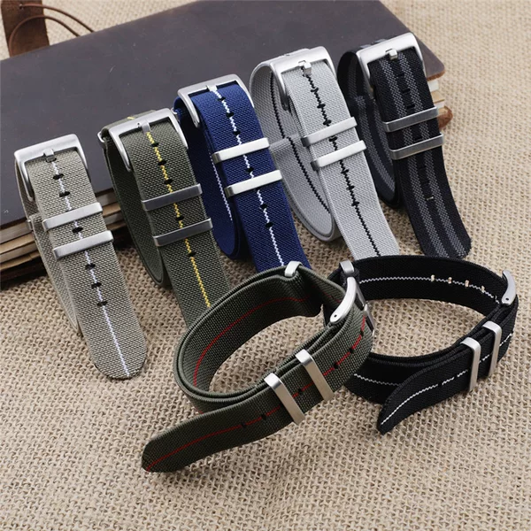 Elastic Nylon Strap 18 20 22mm Parachute Elastic Woven Canvas Watch Strap