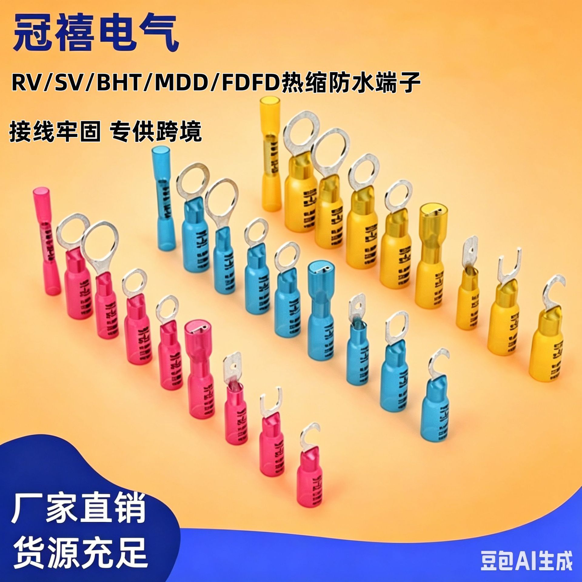 厂家直供RV绝缘端子环形端子冷压接线端子热缩管热缩端子跨境专供