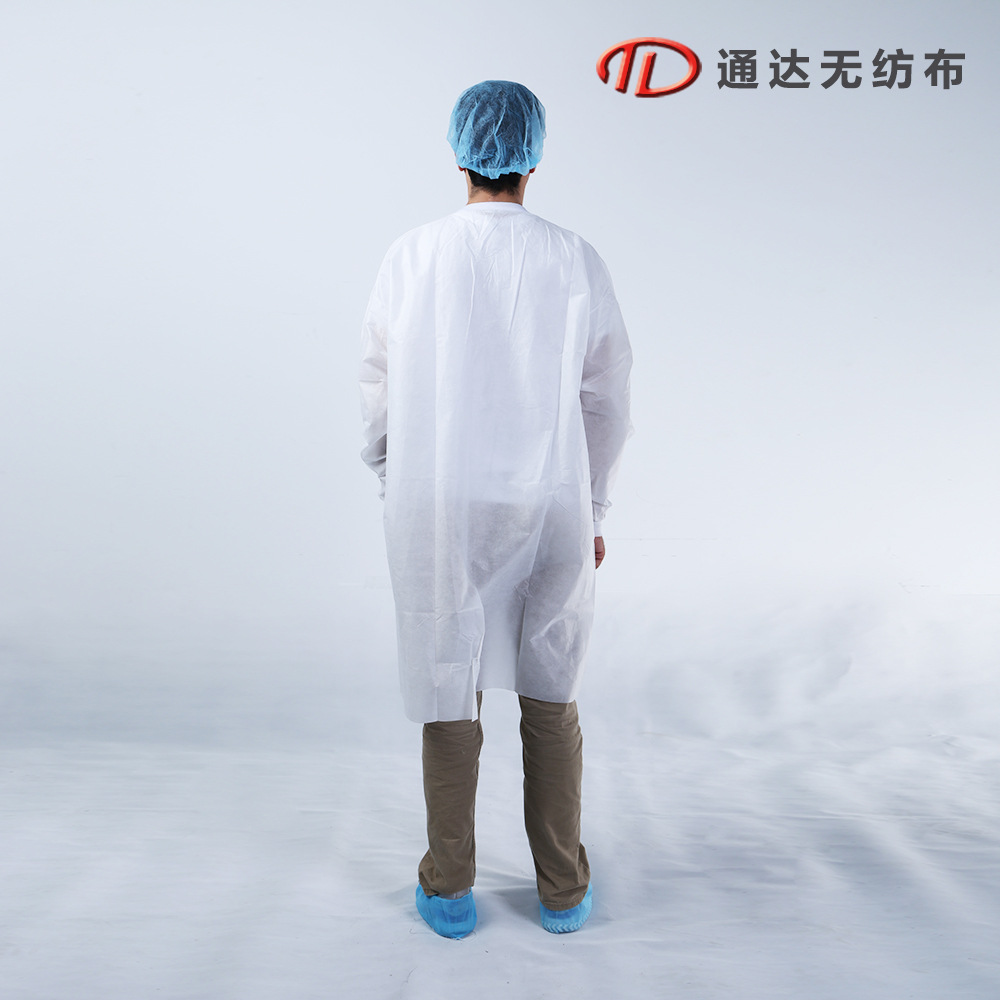 无纺布SMS一次性工作服 实验服 PP白大褂工厂直销