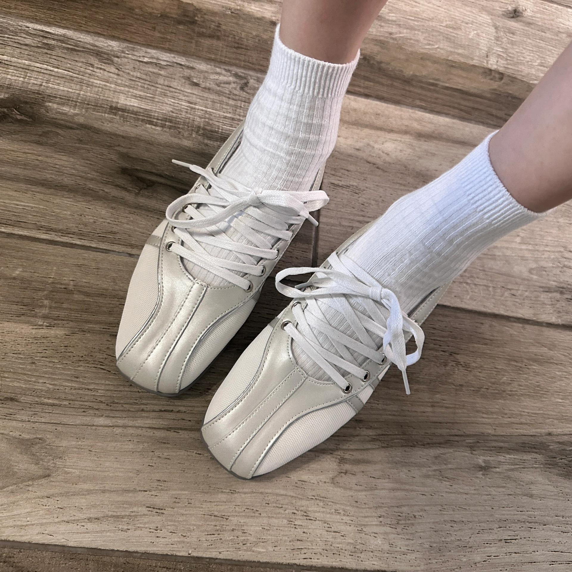 Sheepskin version ~ strap leather thick-soled ballet shoes women's shoes muffin silver single-layer shoes ballet style Mary Jane small leather shoes