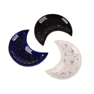 Moon Jewelry Plate Dressing Table Storage Plate Bathroom Decoration Ring Tray Nordic Ceramic Jewelry Rack Home Storage