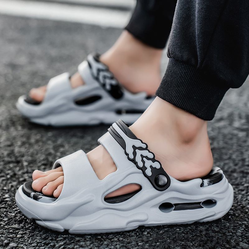 Zapatillas de dos colores para hombre, sandalias y zapatillas de plataforma antideslizantes para uso exterior en verano, deportes de playa, sandalias de doble uso para ocio al aire libre, hombres