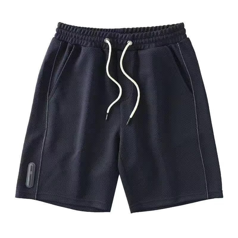Shorts Waffle para hombres, verano, todo fósforo, estilo de Hong Kong, nueva tendencia, transpirable, deportes, hombres de moda, rectos, casuales y cómodos