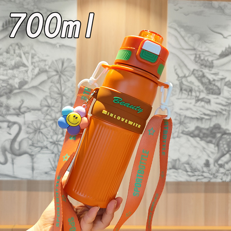 Botella de agua de alta capacidad colgante 3D doble boca de beber taza de aislamiento térmico strap al aire libre portable hervidor deportivo de agua