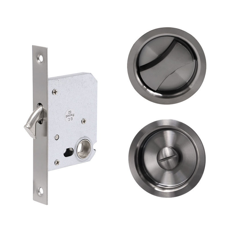 Cerradura de puerta de empuje de acero inoxidable personalizada cerradura de puerta invisible redonda perilla oculta cerradura de puerta corredera canal integrado cerradura de puerta oscura