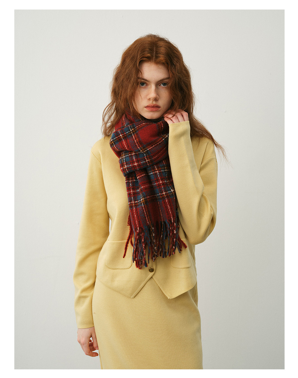 Vintage Plaid Scarf For Women, Classic Winter Cashmere-feel Shawl_voghion.com