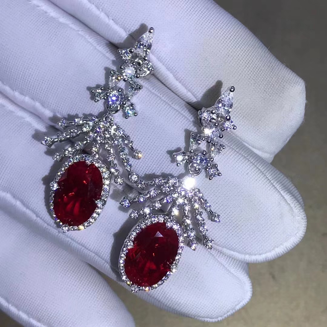 Corte oval cultivar orejas de rubí 4 quilates VVS grado D color 3ex inserido importación de alto carbono taladro