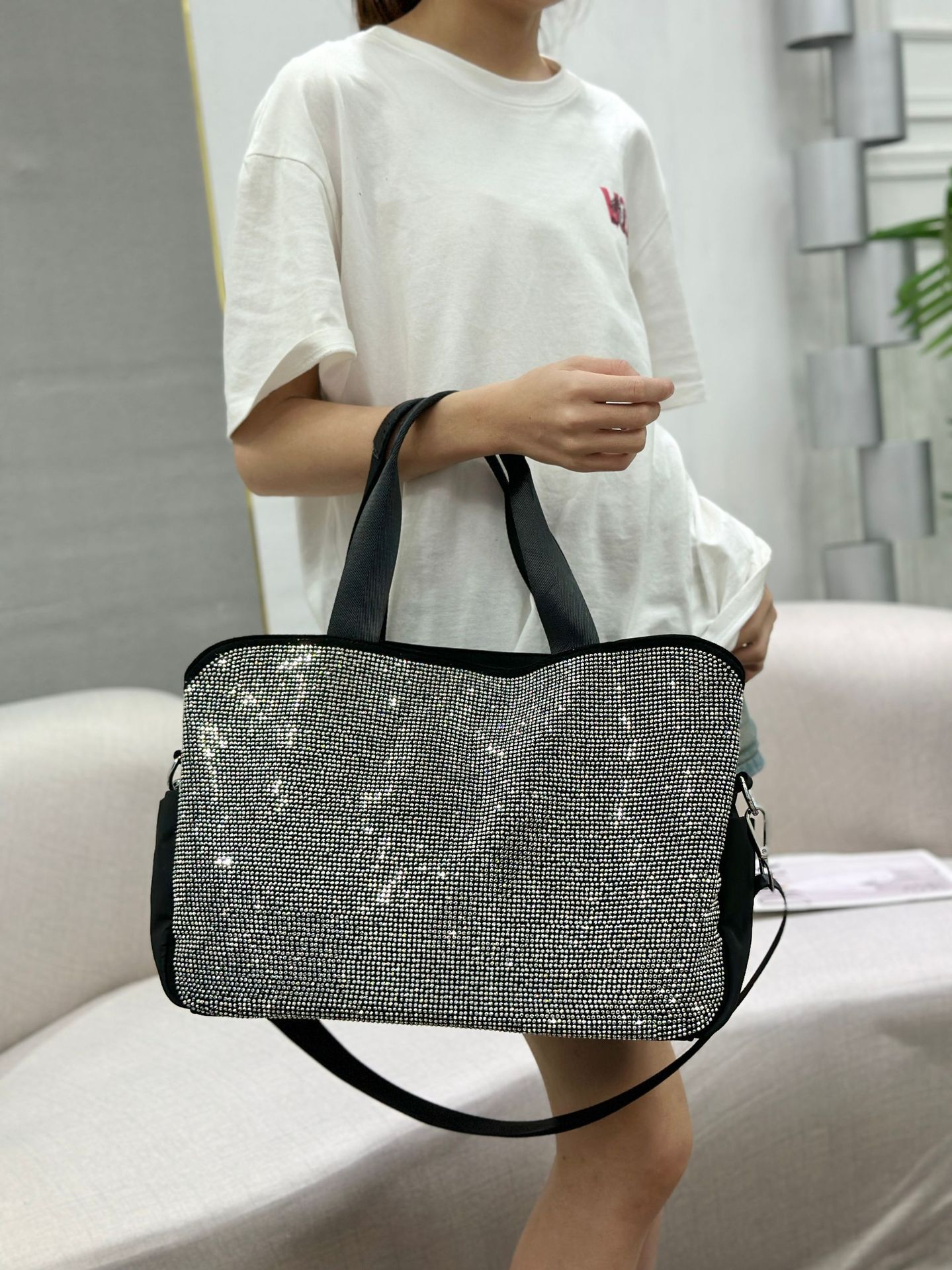 Damen Handtasche Mit Pentagramm Und Strass In Groß_voghion.com