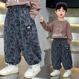 男童束脚裤春秋款2025新款帅气宝宝裤子潮牌中小童儿童帅气灯笼裤