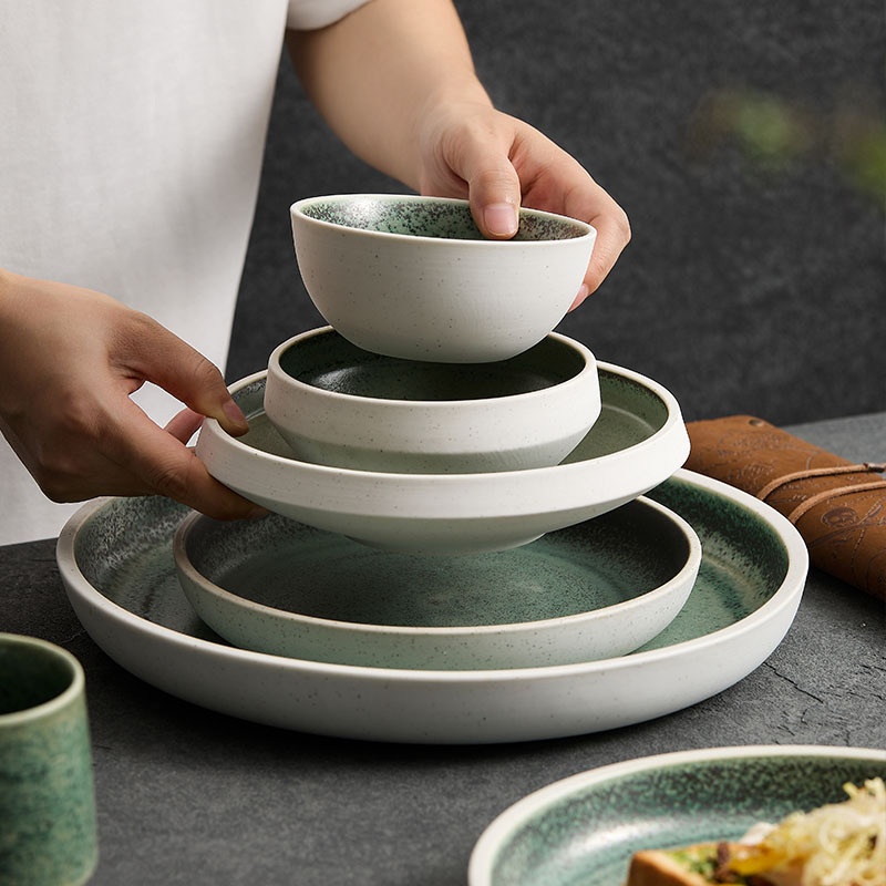 Plato de cerámica sofisticado de alta calidad, platos nórdicos, platos de comedor, platos de sopa, platos de carne, platos de ensalada, platos de postres, platos de bocadillos