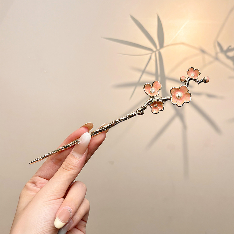 天然黑檀木发簪女清冷感发饰玉兰花步摇簪子古风旗袍头饰日常盘发|undefined