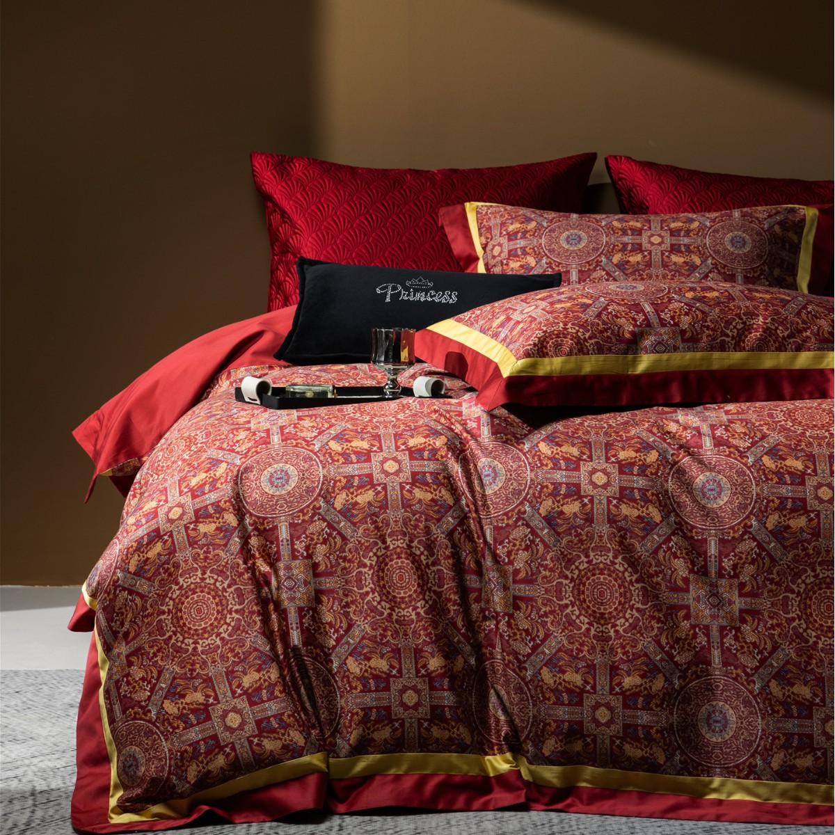 Modern Style Dunhuang Baoshang Digital Printing Super Soft Naked Sleeping Grade Bedding Bedding Pure Cotton Long-Staple Cotton Four-Piece Home Textile Set