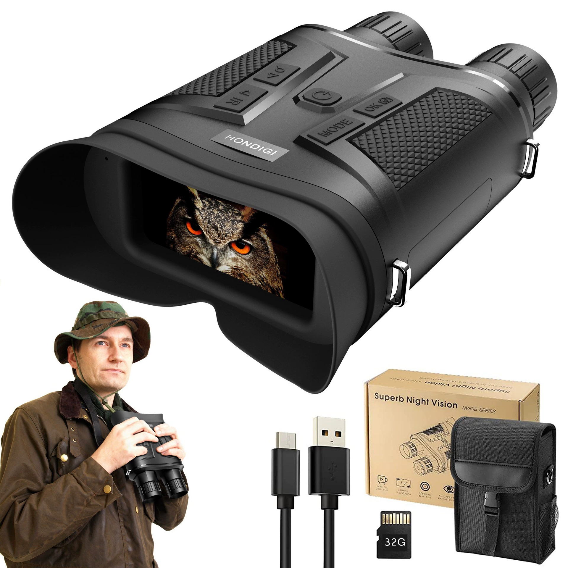 Бинокли ночного видения 4K с полноцветным изображением при слабом освещении, прямые поставки с завода, для ночной рыбалки, патрулирования и наблюдения за птицей