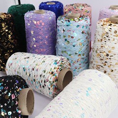 糸悦ウクライナ国境を越えて人気のある綿のスパンコールdiy手織り幻彩サイズのビーズ糸毛糸団
