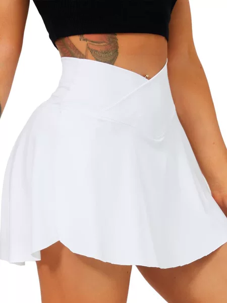 Amazon European and American Outdoor Tennis Skirt Women's Quick-Drying Breathable Tennis Skirt Women's Fake Two-Piece Anti-Exposure High-Waist Sports Skirt