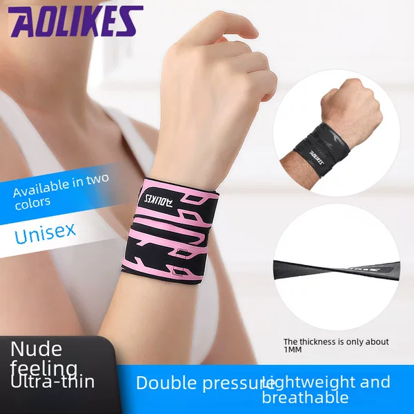 Sports breathable thin wrist guard Men's Fitness Anti-sprain pressure basketball badminton tennis strap professional leather wrist guard