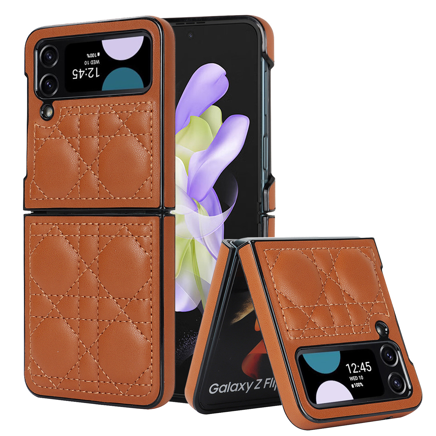 Suitable for Samsung ZFLIP3/4 3D diamond grid Galaxy Z Fold3/4 foldable screen trendy brand skin feel phone case_voghion.com