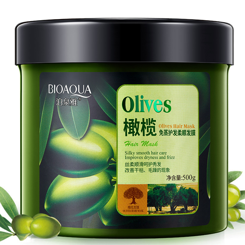 Boquanya oliva no al vapor cuidado del cabello suave máscara para el cabello película inversa Tratamiento para el cabello Crema mejorar el frizz hidratante acondicionador para el cabello image 3
