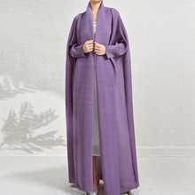 三宅长风衣外套春秋款女气质翻领宽松大码胖mm遮肉外贸穆斯林长袍