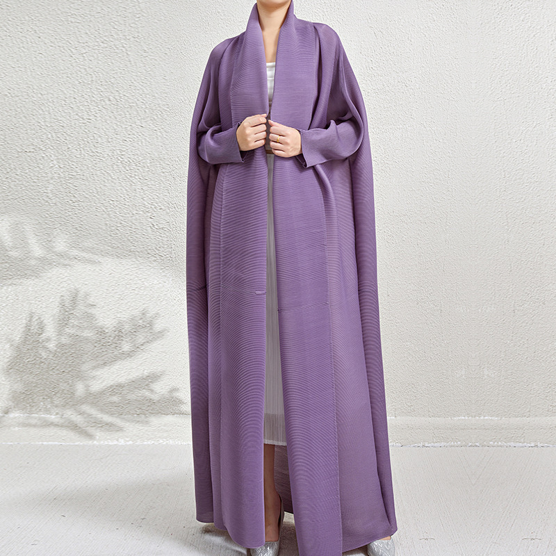 Issey Miyake Long Trench Coat for Women, Spring and Autumn Style, Elegant Lapel, Loose Fit, Plus Size, Flattering for Curvy Figures, Export Version, Tie-Waist Dress