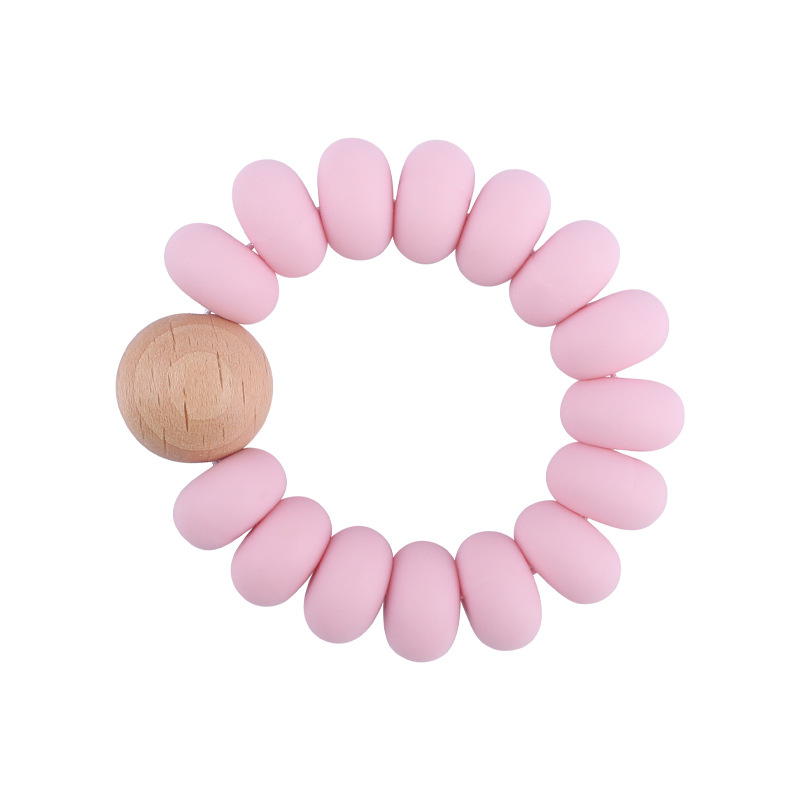 Nuevo bebé suministros granos planos espaciador creativo bebé silicona mordedura haya molar pulsera mordedor juguete