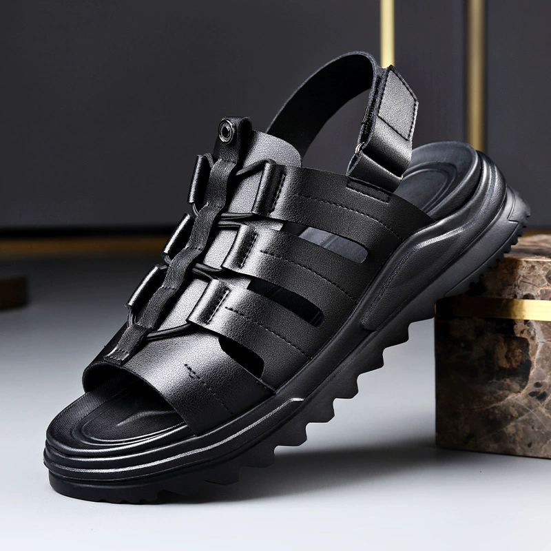 Мужская обувь 2024 летняя мода новая мода кожаные сандалии мужская мягкая подошва повседневная обувь на пляже
