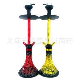 批发阿拉伯烟枪套装 大号阿拉伯绿色铝制双管烟壶KTV棋牌室