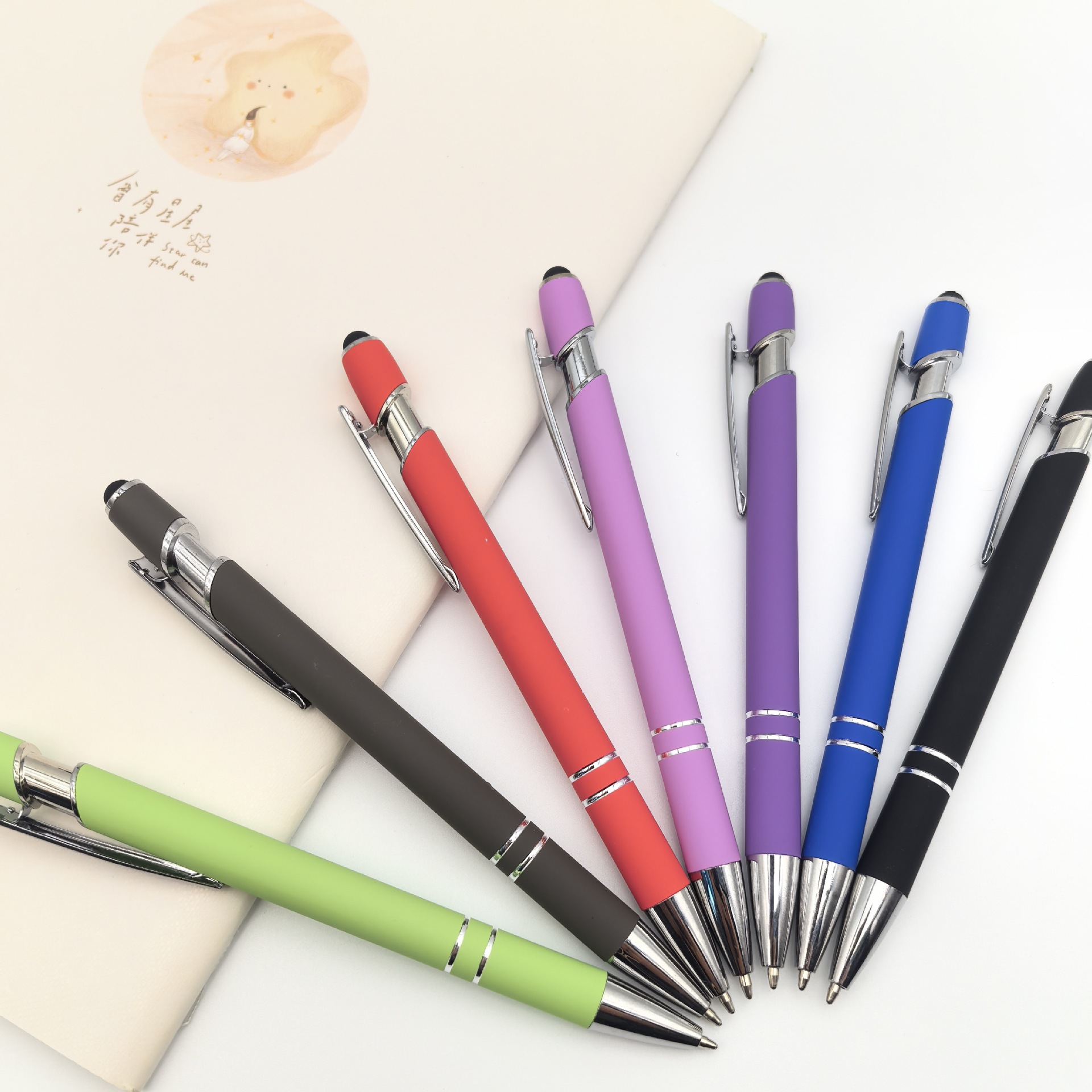 Presione caramelo color metal lápiz láser LOGO lápiz de metal pulverizador de pegamento colorido lápiz de bola