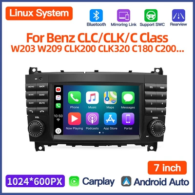 7inch Suitable for Mercedes-Benz Clc Clk Class W203 Car Central Control Large Screen Navigation Carplay (DVD Navigation)