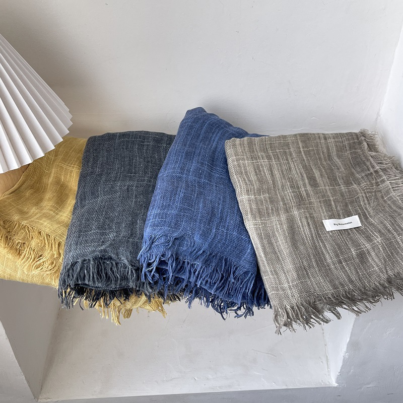 Desert Yellow Pure Color Artistic Cotton and Linen Scarf Spring and Autum Suya Elegant Large Shawl Spring Thin Silk Scarf Gauze Scarf