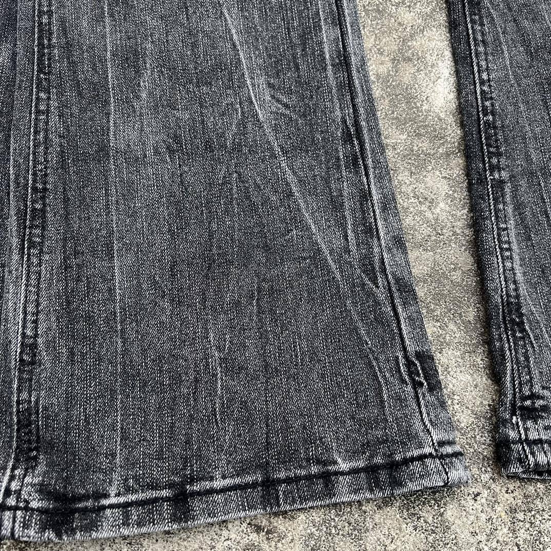 DC Retro Black Bamboo Cotton Flared Jeans High Version Faded Lightning Pattern for Men And Women mid Waist Straight Pants_mkmklike.com