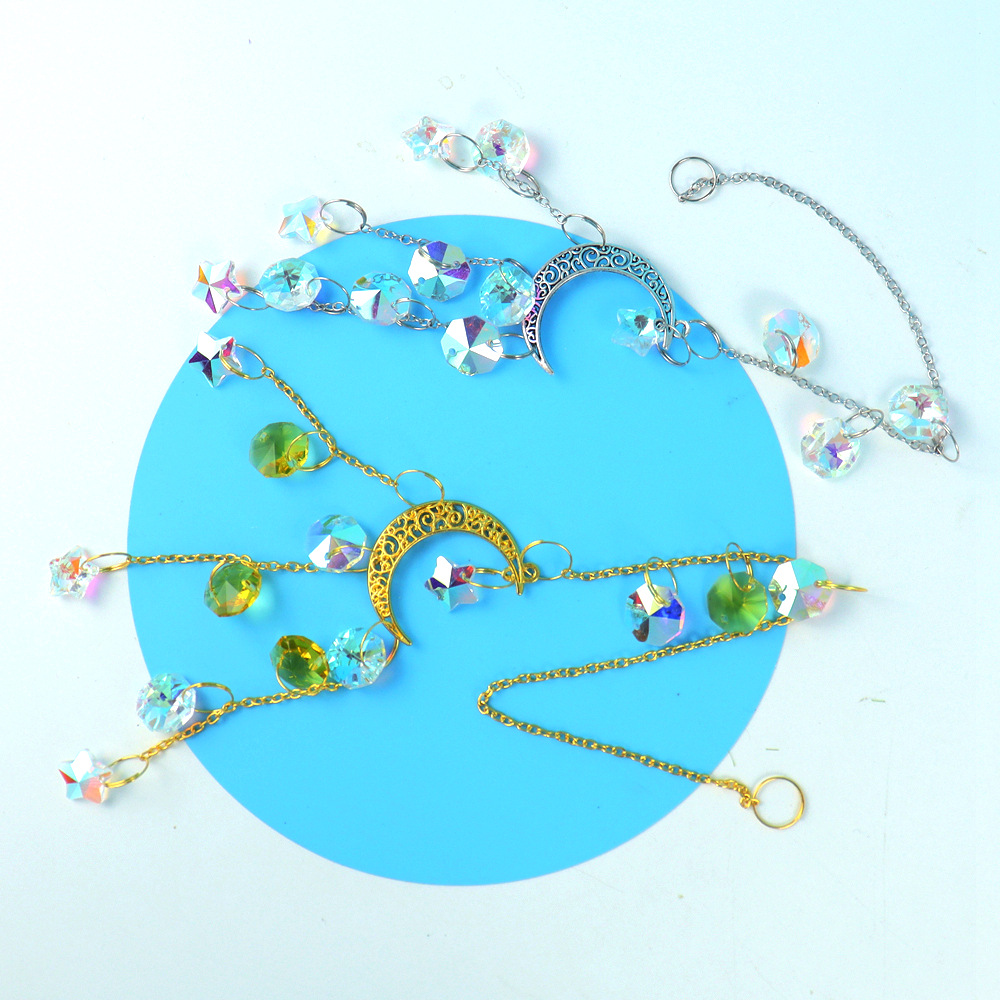 Agate Material Sun, Moon Pattern Fashion Sun Moon Agate Suncatcher Wind Chime Hanging Ornaments