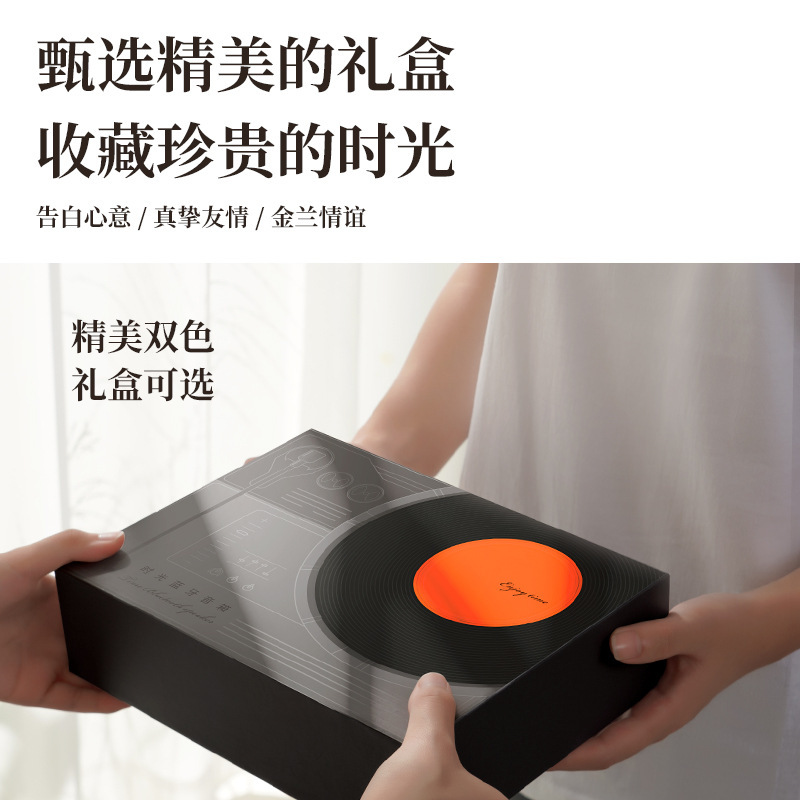 時間黒ゴムレコード機レトロbluetoothオーディオスピーカー小型無線時計高音質家庭用超重低音|undefined