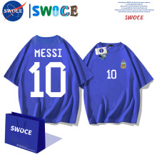 世界杯阿根廷三星队徽梅西纯棉短袖T恤男女夏青年潮宽松半袖上衣