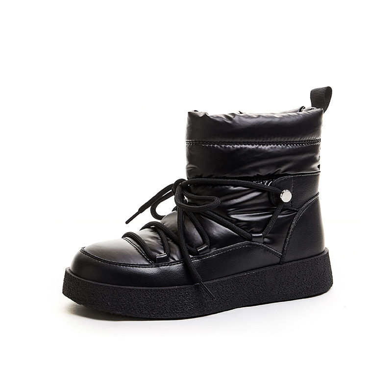 Botas de nieve para mujeres 2023 invierno nuevas botas cortas casuales estilo coreano impermeable forrado de lana gruesa caliente estudiante nieve botas de algodón