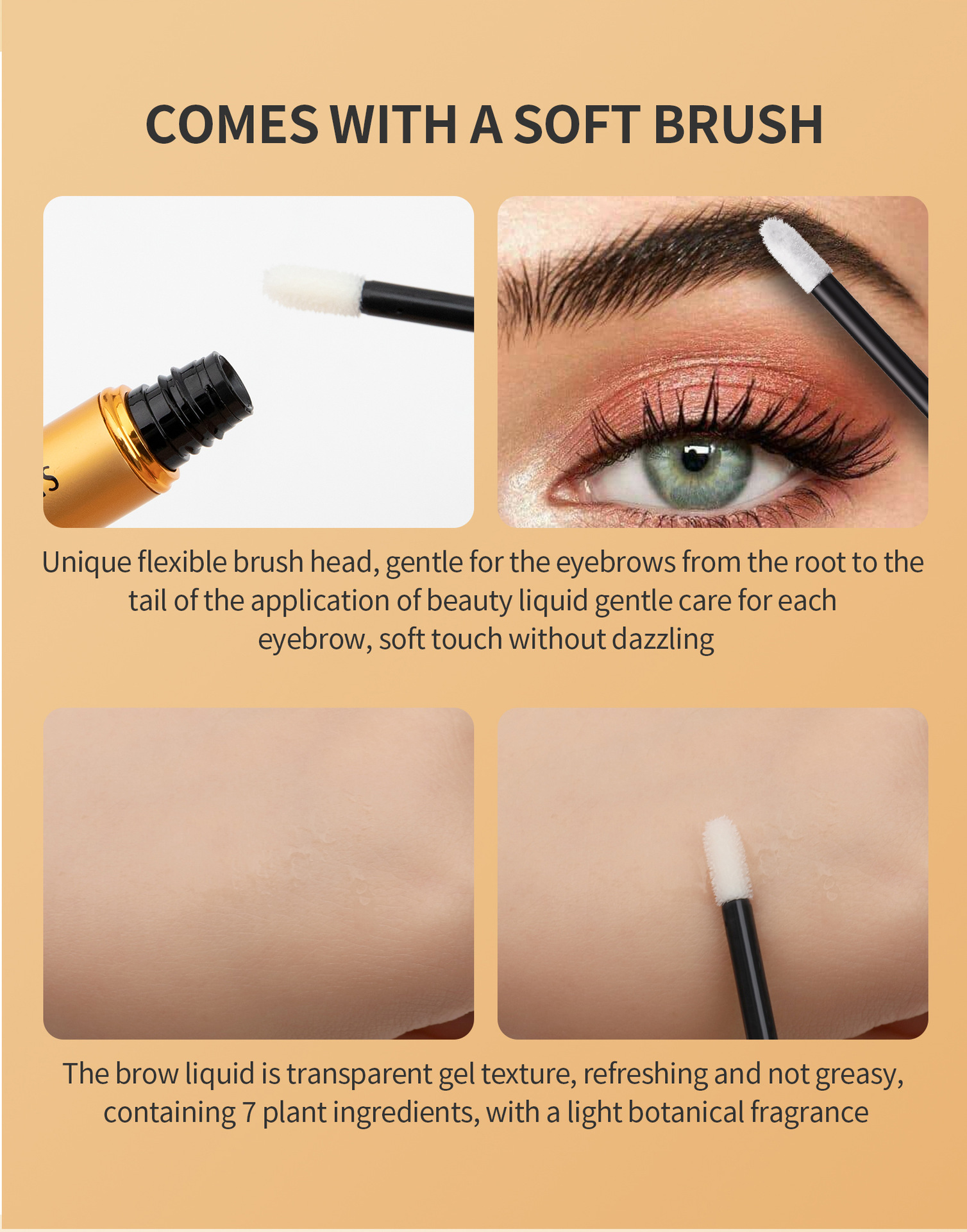W3W Amazon Gold Tube Eyebrow Liquid is transparent, colorless, natural, slender and thick eyebrow liquid, cross-border makeup undefined