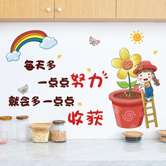 每天要努力勵志牆貼畫女孩學生辦公室公司激勵創意貼自粘紙SK6115