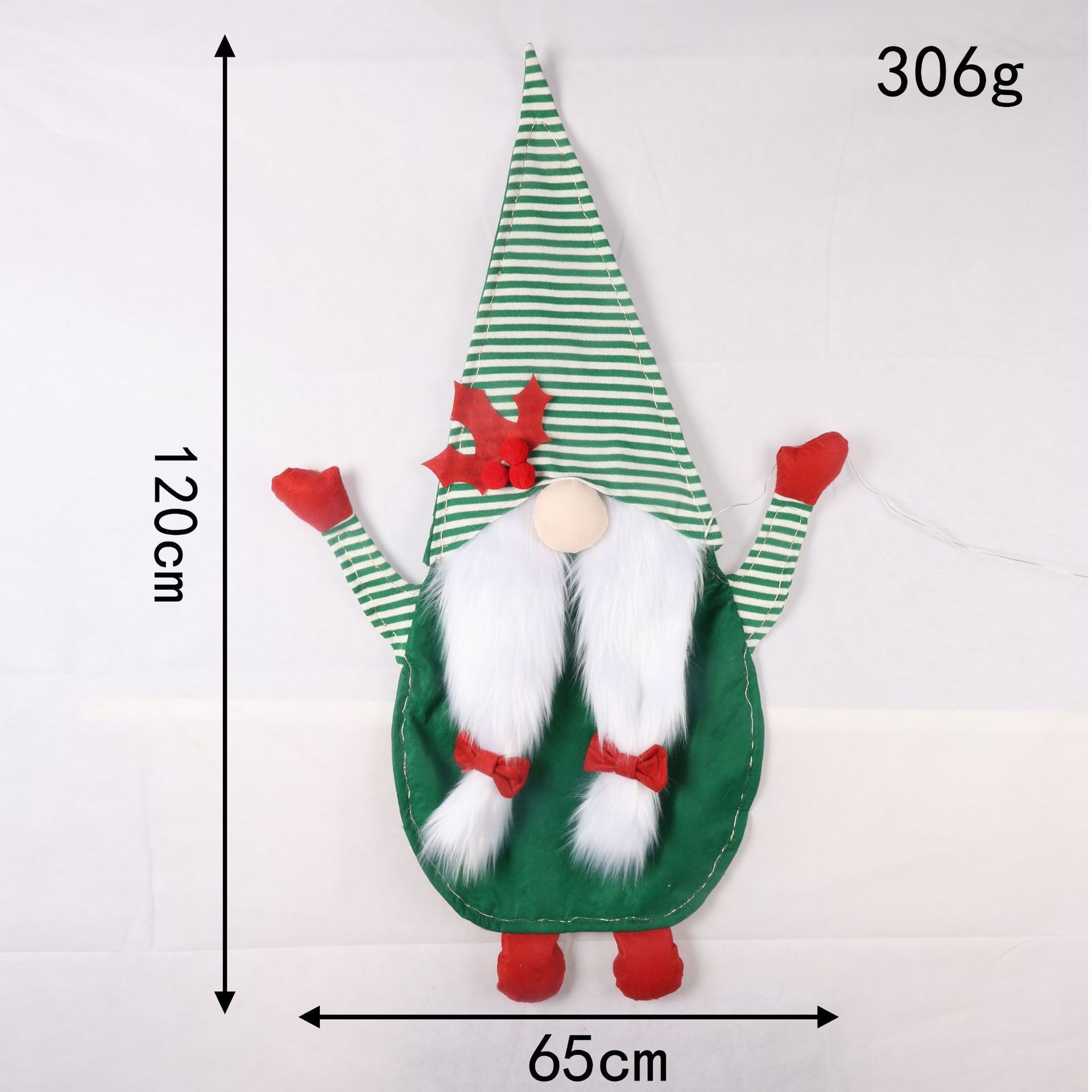 Decoración Navideña de Terciopelo con Diseño de Grinch Trepador de Pared, Disfraz de Grinch Verde Peludo, Adornos Navideños