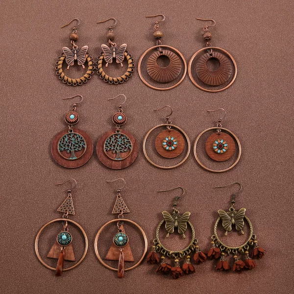 European and American Bohemian Ethnic Style Earrings, Butterfly Retro Long Tassel Earrings, Melard Accessories, Niche Vintage Earrings