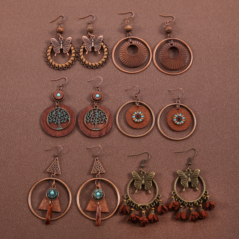 European and American Bohemian Ethnic Style Earrings, Butterfly Retro Long Tassel Earrings, Melard Accessories, Niche Vintage Earrings