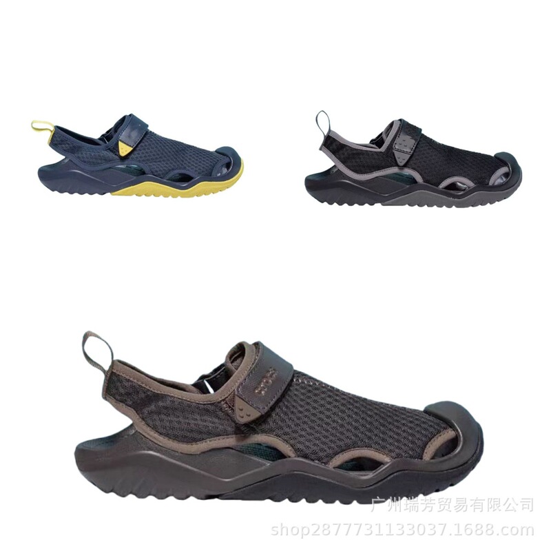 25 Summer New Outdoor Mesh Tracing Men's Shoes Non-slip Wear-resistant Quick-drying Breathable Beach Hole Shoes Wading Men's Shoes
