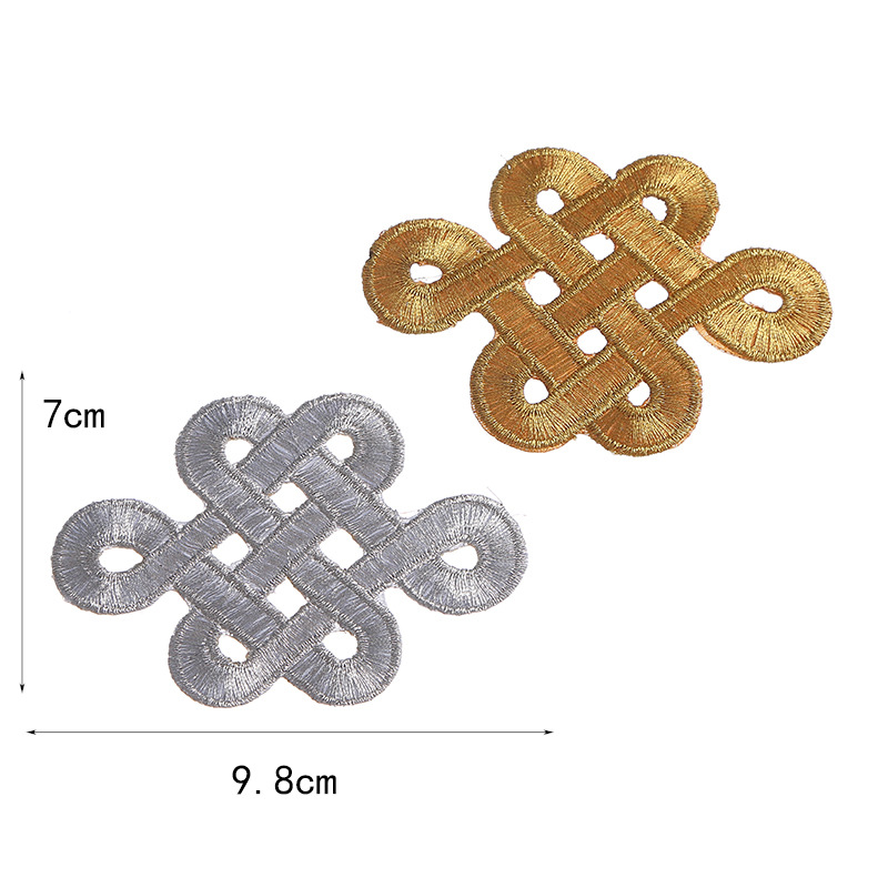 厂家直供金银色刺绣布贴中国结绣片舞台服装装饰辅料古装汉服补丁