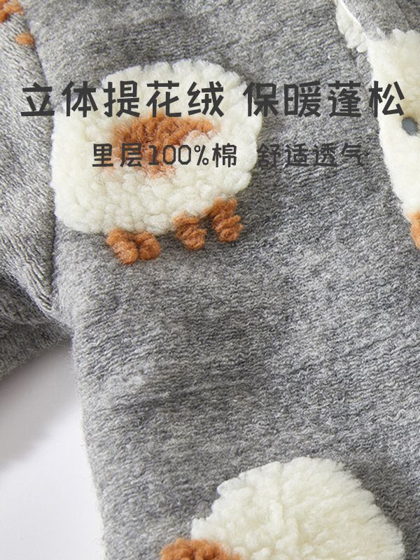 Bebé mono Otoño e Invierno engrosado cálido mameluco con capucha ropa de algodón acolchado niños y niñas bebé lindo mameluco tridimensional ovejas