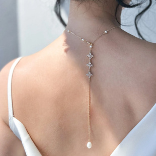 Aliexpress Popular Elegant Back Chain Women's European and American Rhinestone Bridal Wedding Backless Rhinestone Body Chain Accessories
