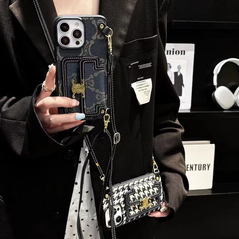 For Apple 15Pro Max Mobile Phone Case Crossing Card Case 14 Coin Purse Card 15Pro Women's Protective Case 14Pro