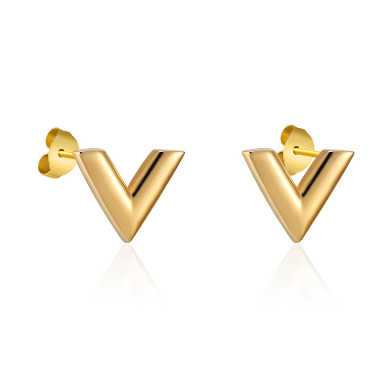 A7340-Arc V Stud Earrings Gold
