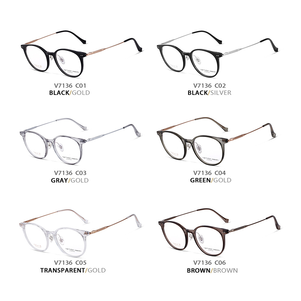 Marco de lente de miopía óptica de pie de titanio puro y ligero El marco de ojo masculino y femenino puede estar equipado con stock de transmisión en vivo 7136