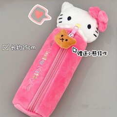 kt 猫刺繍鉛筆バッグ女の子のための新しい高価値大容量文具箱学生筆箱多機能収納袋