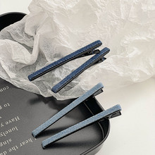 2025新款鸭嘴夹发饰设计感牛仔布艺一字夹侧边边夹后脑勺碎发发夹