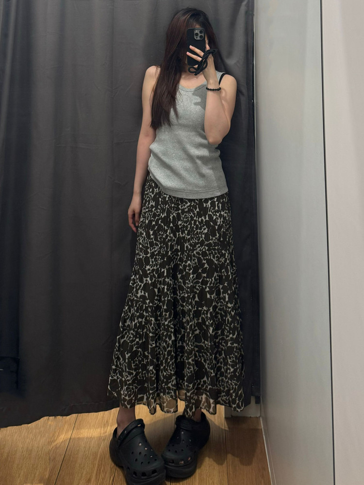 URAZ日单！女装雪纺长裙/层叠显瘦半身裙裙子25秋冬新款480810